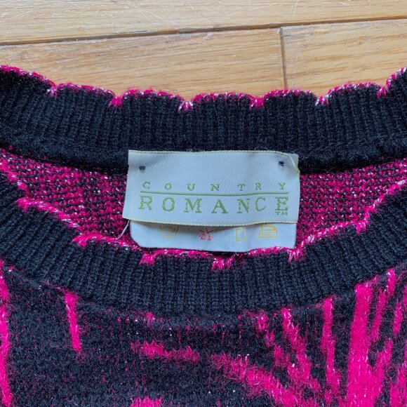 Vintage Country Romance Black & Hot Pink Abstract Burst Sweater (80s/90s) - Picture 4 of 9